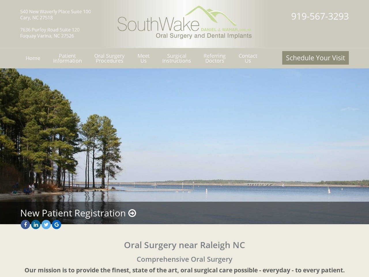 South Wake Oral Surgery Dentist Website Screenshot from southwakeoralsurgery.com