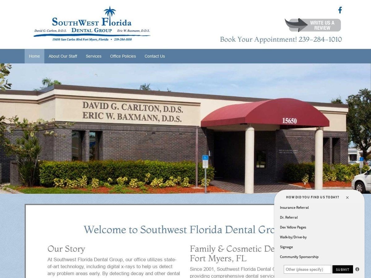 Southwest Florida Dental Group Eric W. Baxmann DDS Website Screenshot from southwestfloridadentalgroup.com