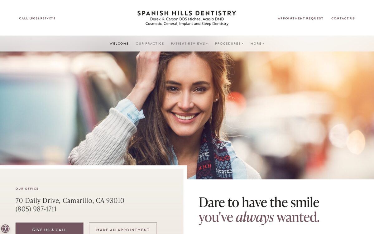 spanishhillsdentistry.com screenshot