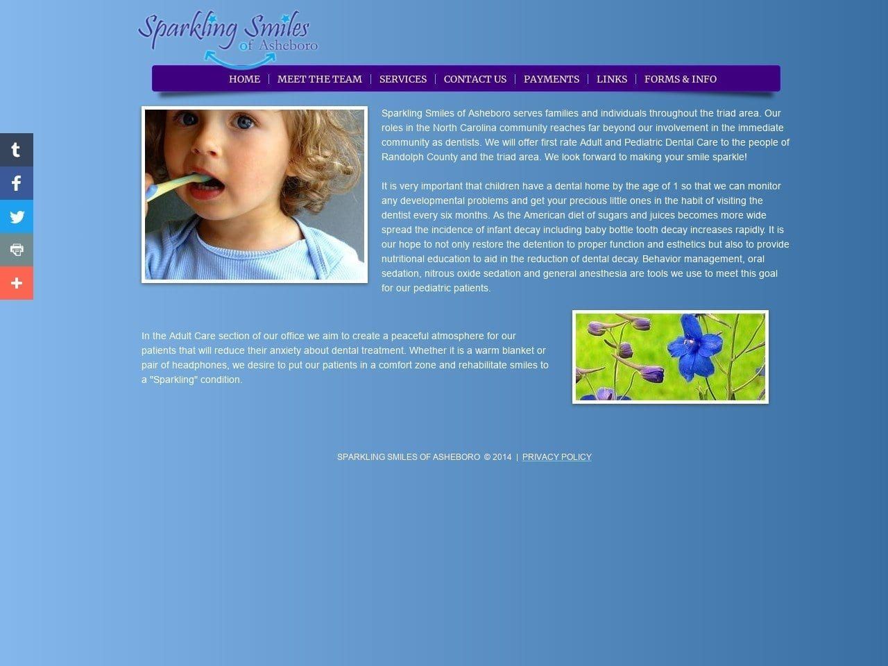 Sparkling Smiles Website Screenshot from sparklingsmilesofasheboro.com
