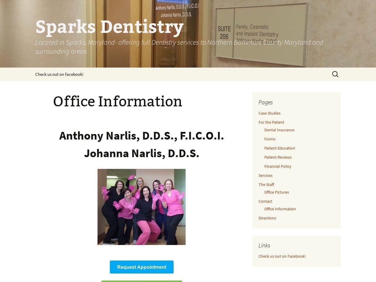 Dr. Anthony Narlis DDS Website Screenshot from sparksdentistry.com