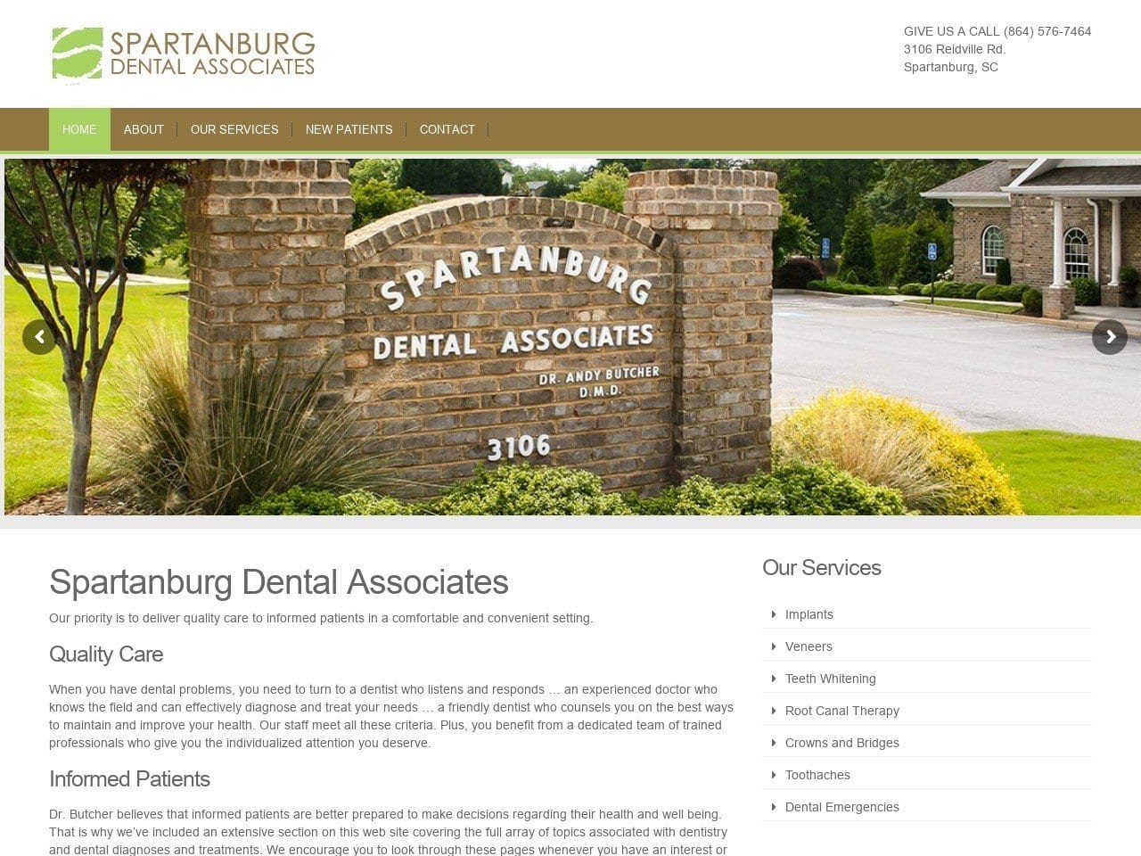 Spartanburg Dental Associates Website Screenshot from spartanburgdentalassociates.com