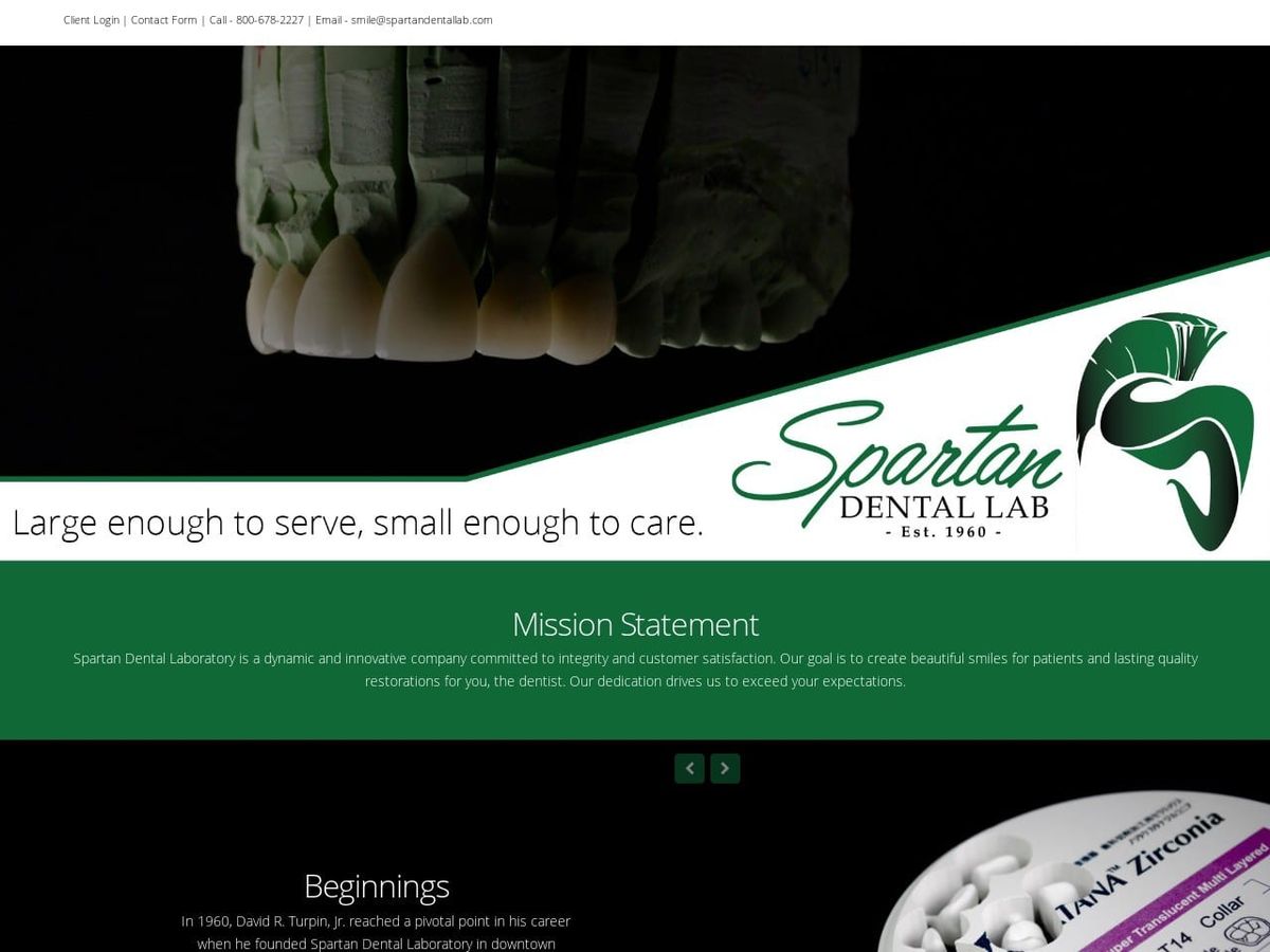 Spartan Dental  Lab Website Screenshot from spartandentallab.com