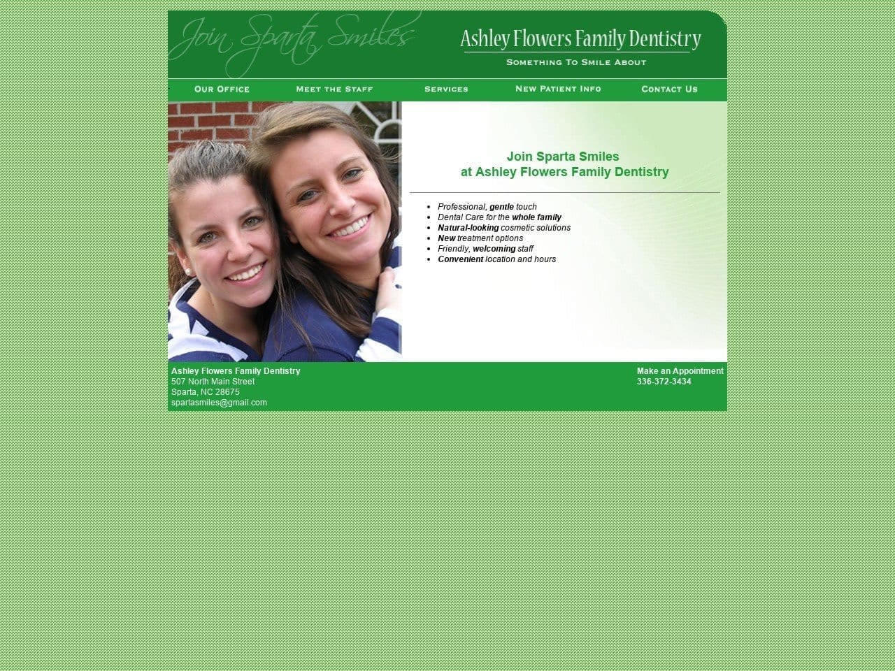 Ashley Flowers Family Dentist Website Screenshot from spartasmiles.com