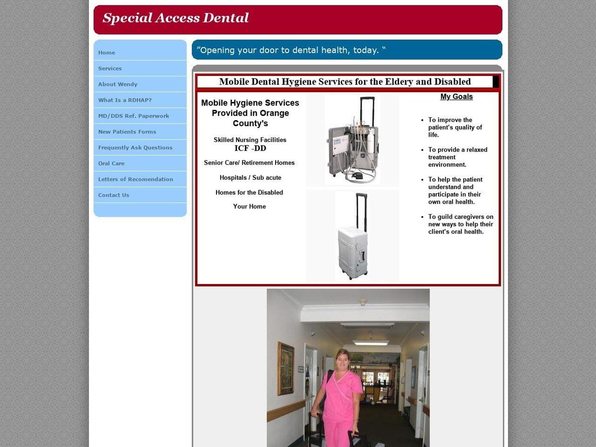 Special Access Dental Website Screenshot from specialaccessdental.com