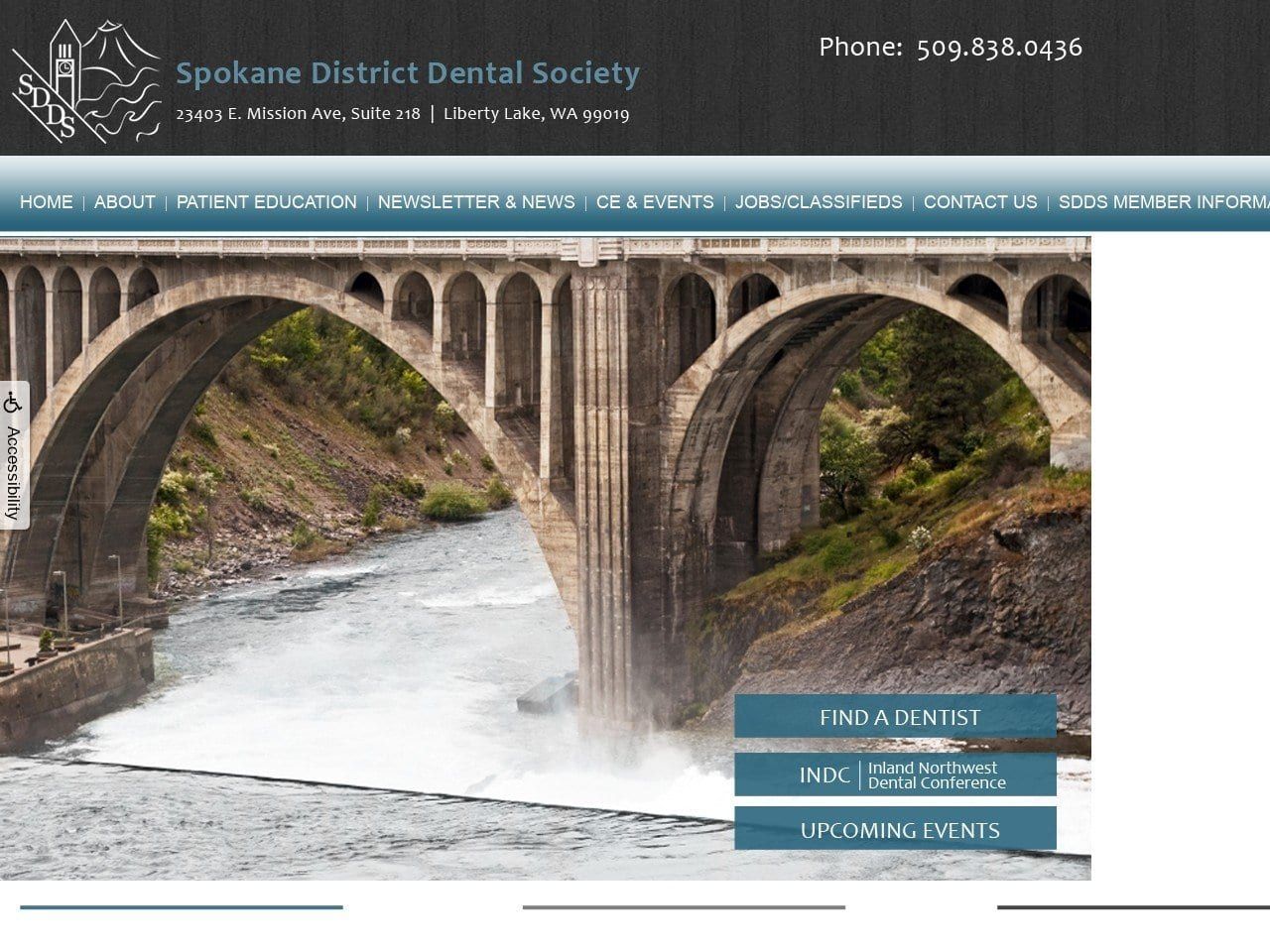 Spokane District Dental Society Website Screenshot from spokanedentalsociety.org