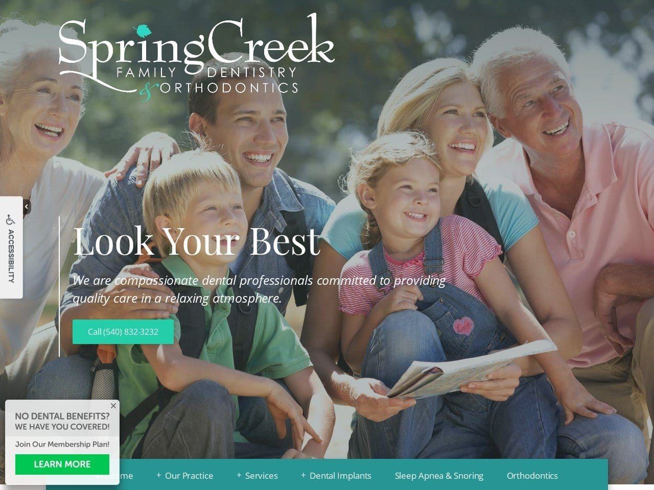 Spring Creek Family Dentist Website Screenshot from springcreekdentist.com