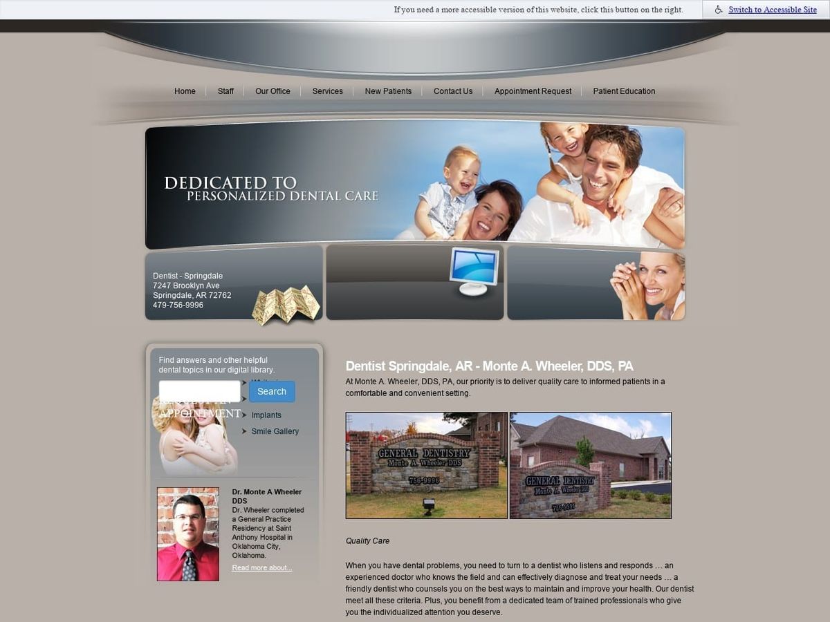 Monte A. Wheeler DDS PA Website Screenshot from springdaledds.com