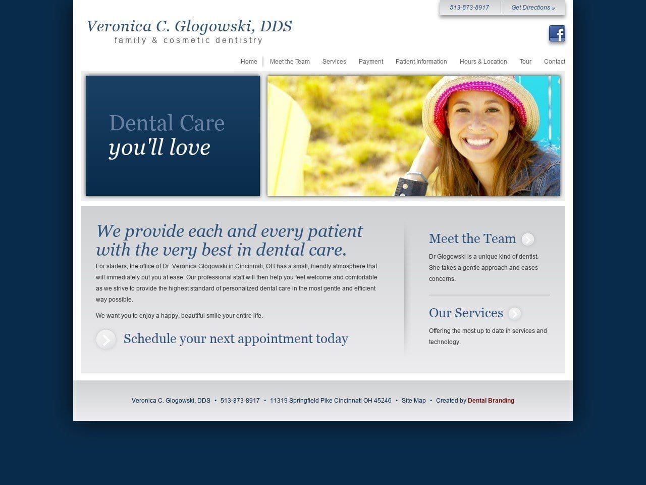 Dr. Veronica Glogowski DDS Website Screenshot from springdaledentalcare.com