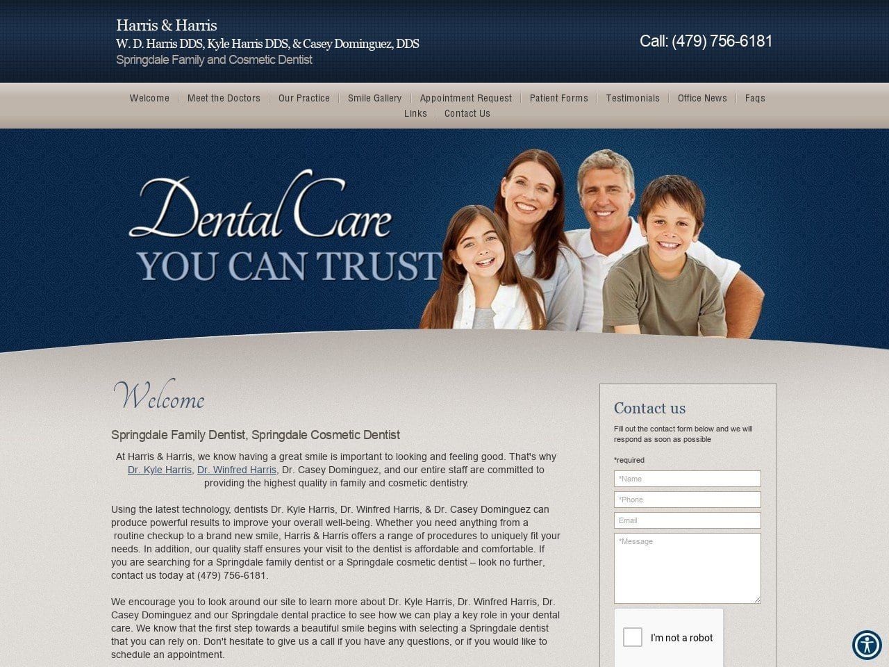 Springdale Family Dentist Website Screenshot from springdalefamilydentist.com