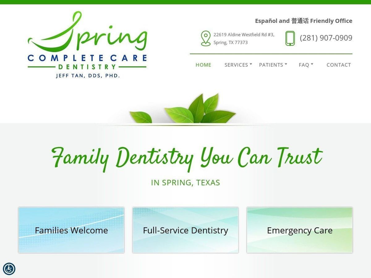 Spring Complete Care Dentist Website Screenshot from springdds.com
