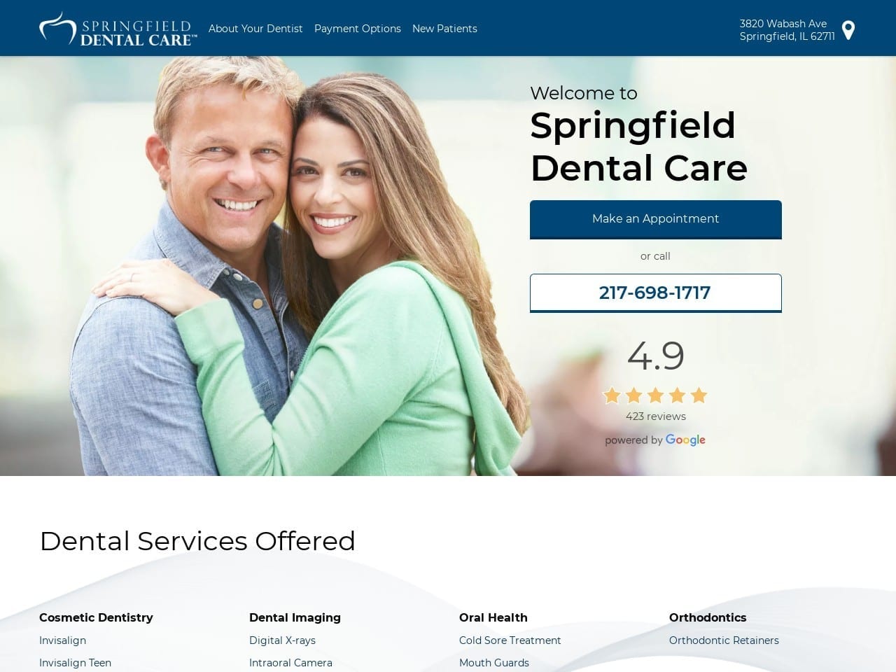 Springfield Dental Care Website Screenshot from springfielddc.com