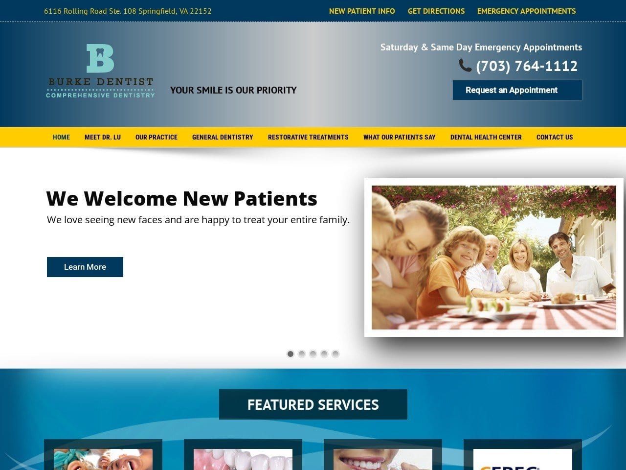 Burke Fam Cosmetic Dentistry Nhien Lu DDS Website Screenshot from springfieldfamilydentist.com