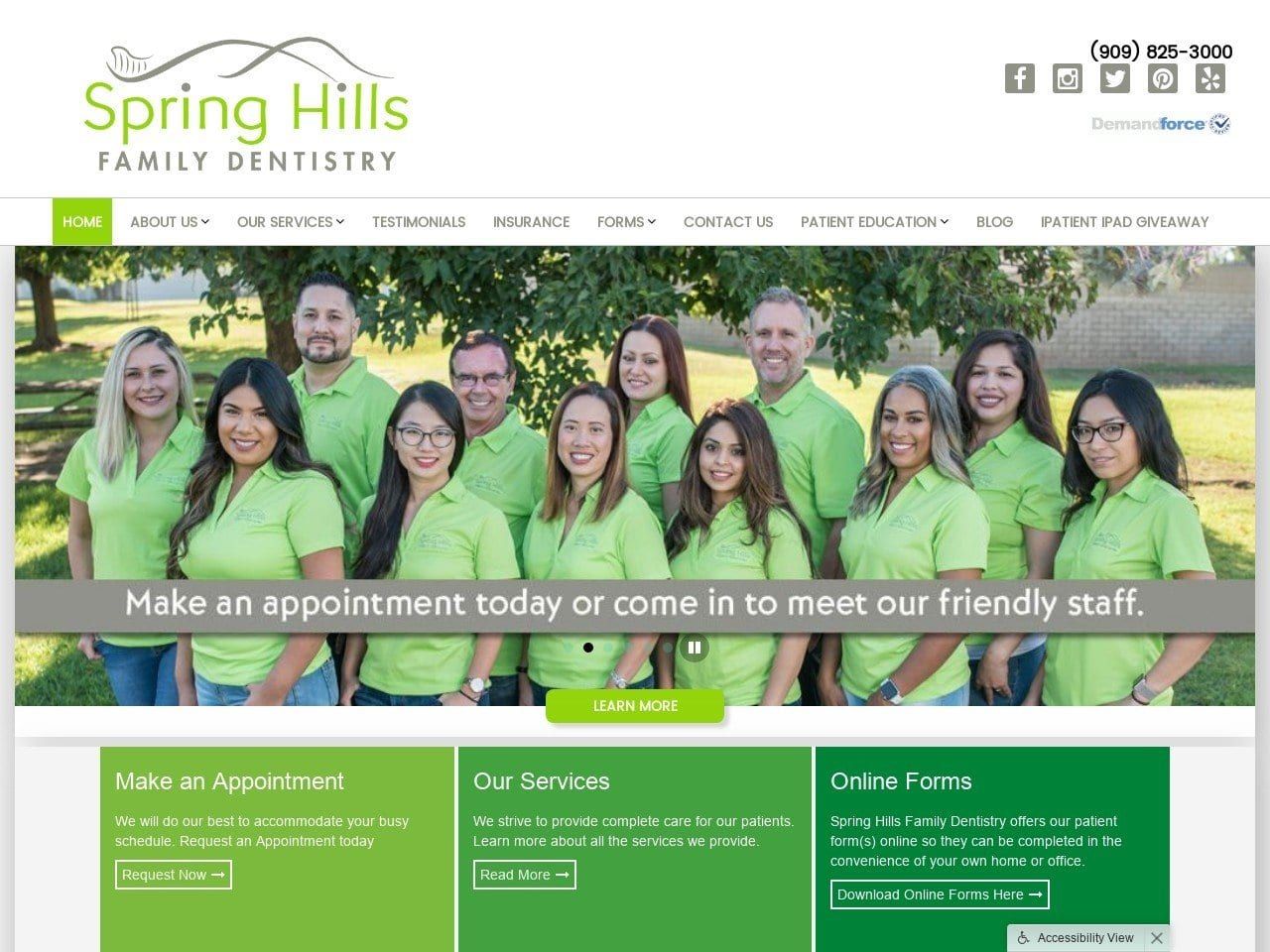 Spring Hills Family Dentist Website Screenshot from springhillsdentistry.com