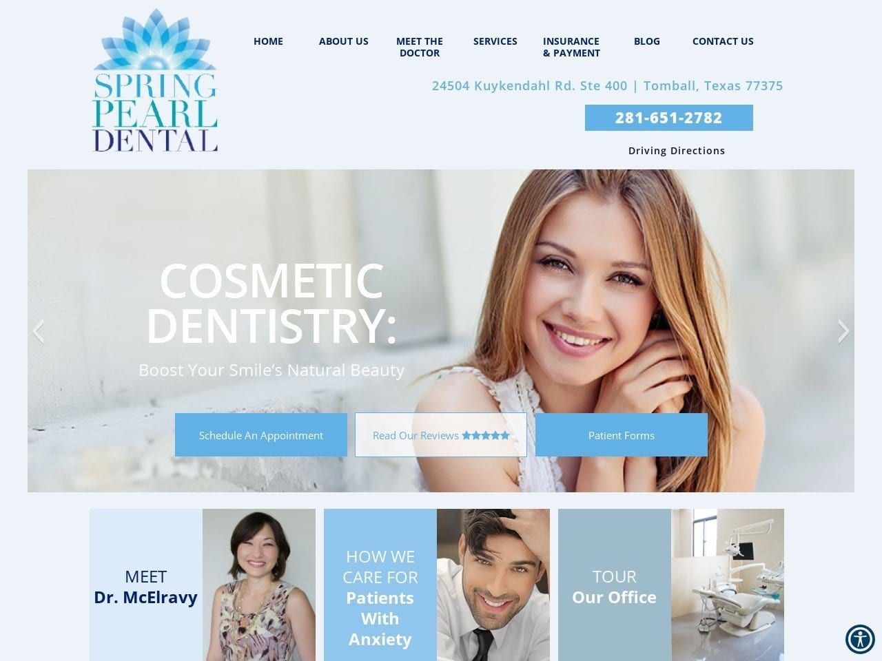 Spring Pearl Dental Website Screenshot from springpearldental.com