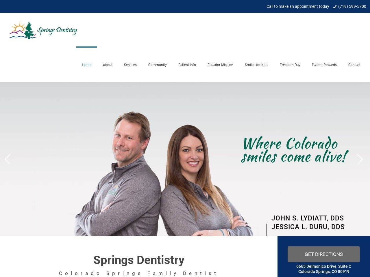 Springs Dentistry Website Screenshot from springsdentistry.com