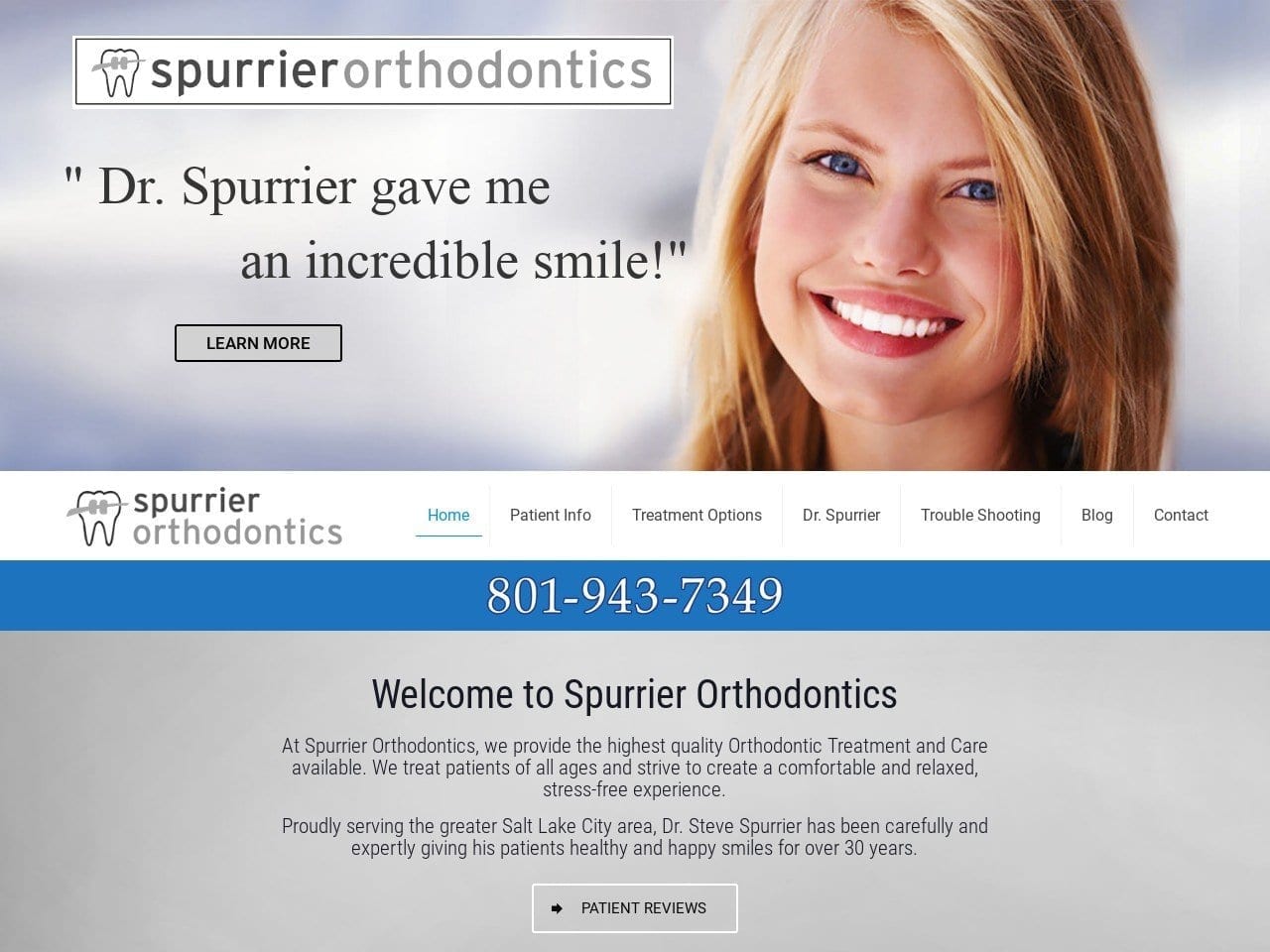 Spurrier Orthodontics Website Screenshot from spurrierortho.com