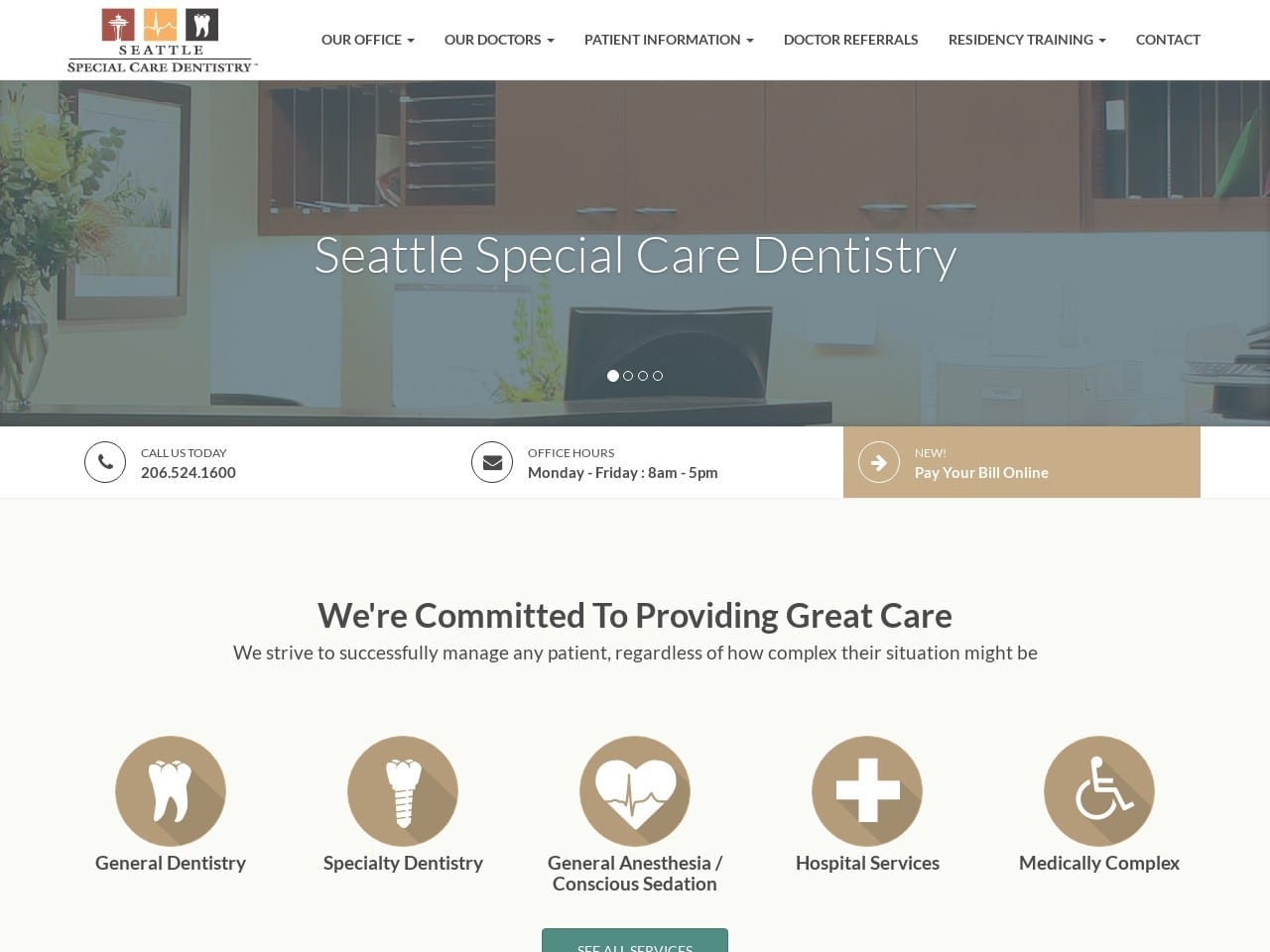 Seattle Special Care Dentist Website Screenshot from sscdentistry.com