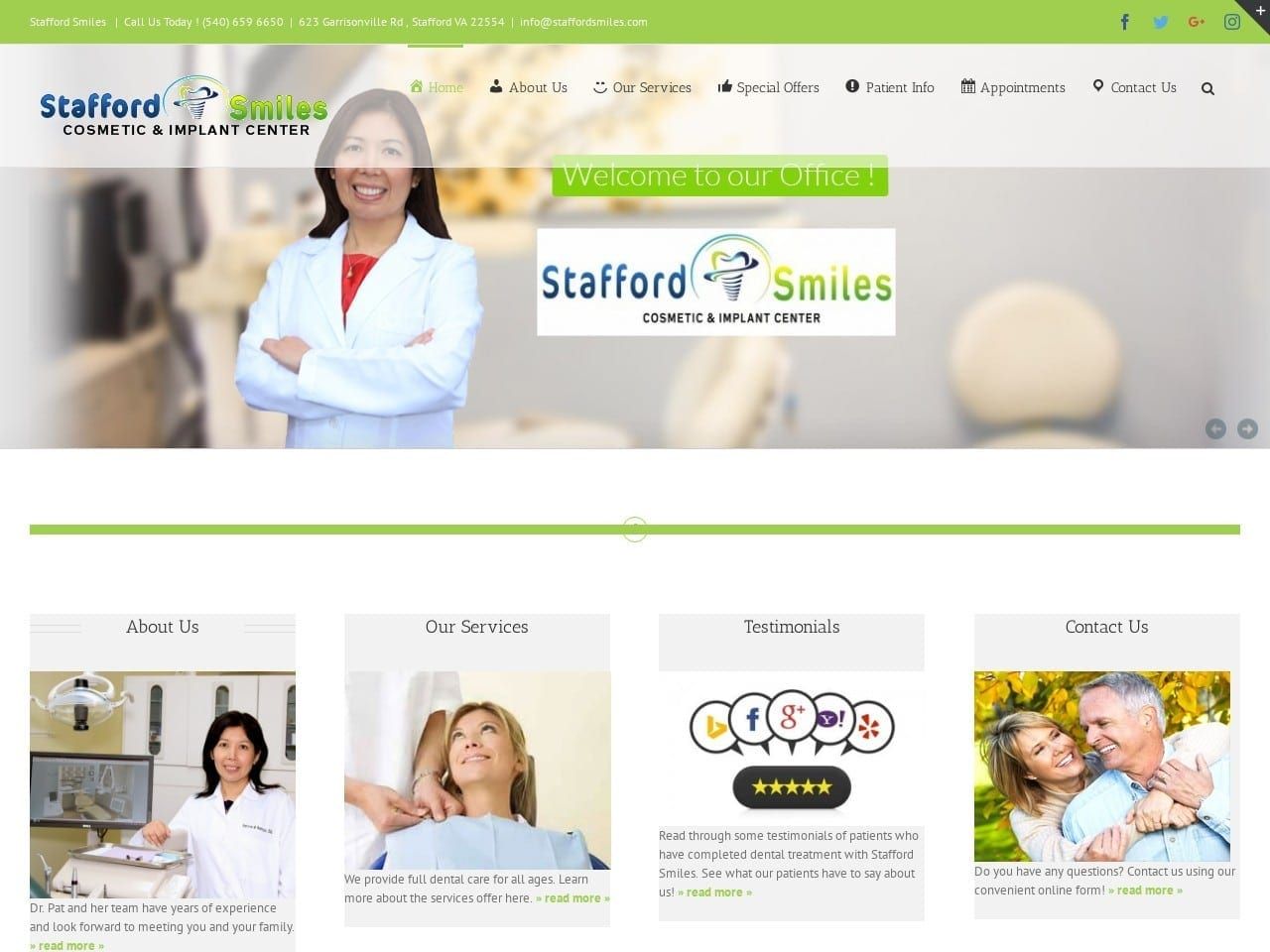 Stafford Smiles General Cosmetic & Implant Dentist Website Screenshot from staffordsmiles.com