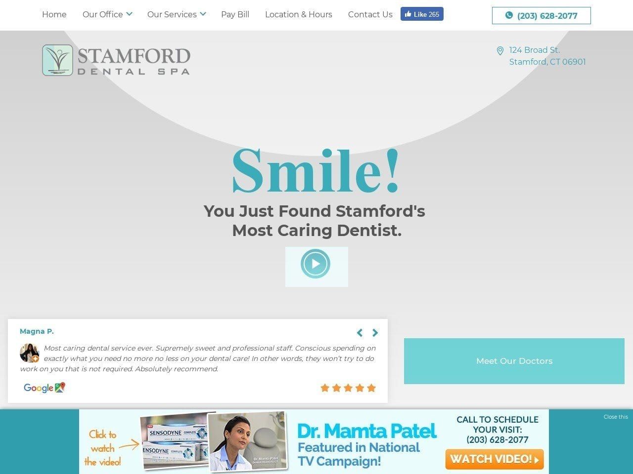 Stamford Dental Spa Website Screenshot from stamforddentalspa.com
