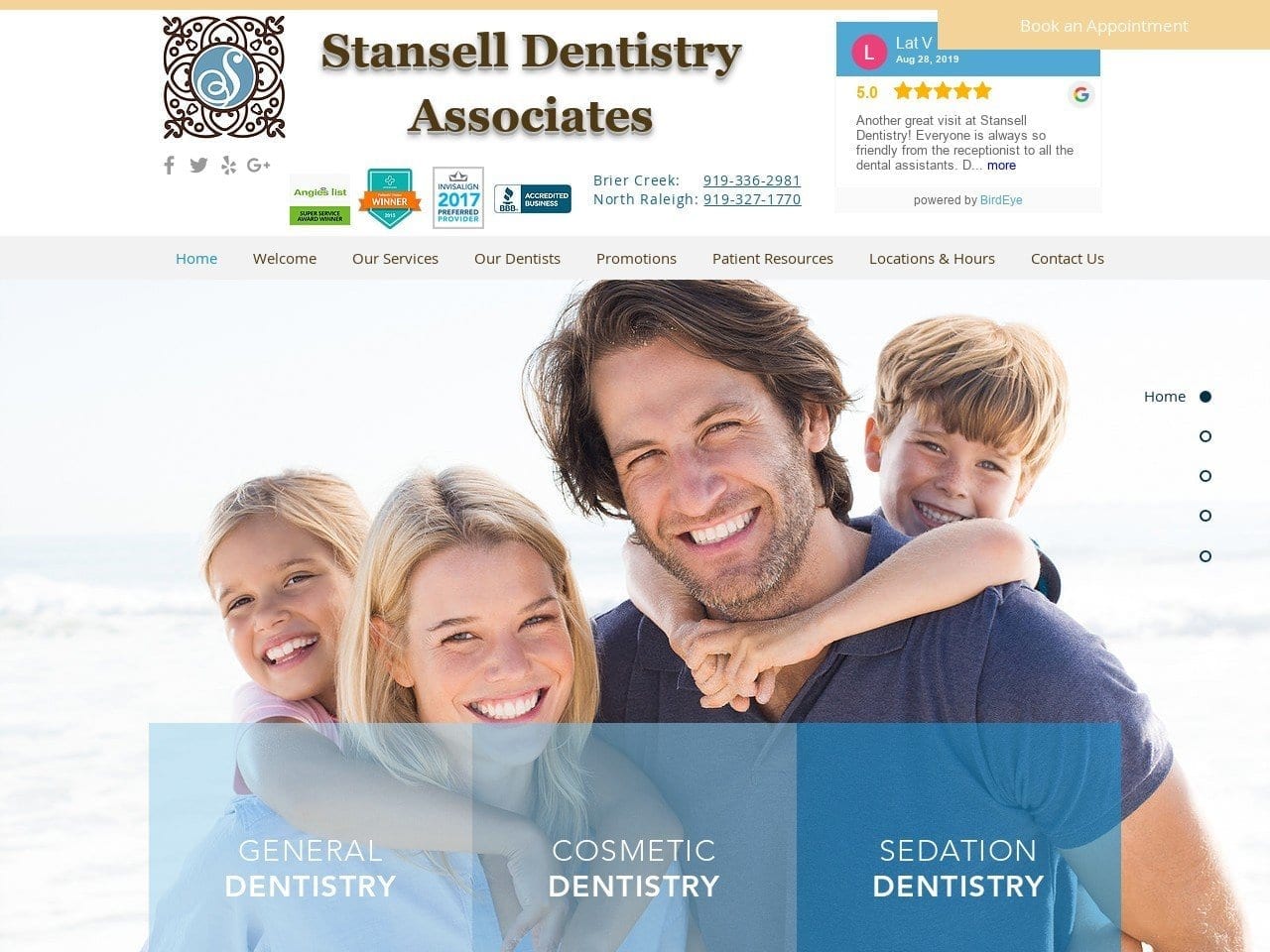 Stansell Dentistry Website Screenshot from stanselldentistry.com