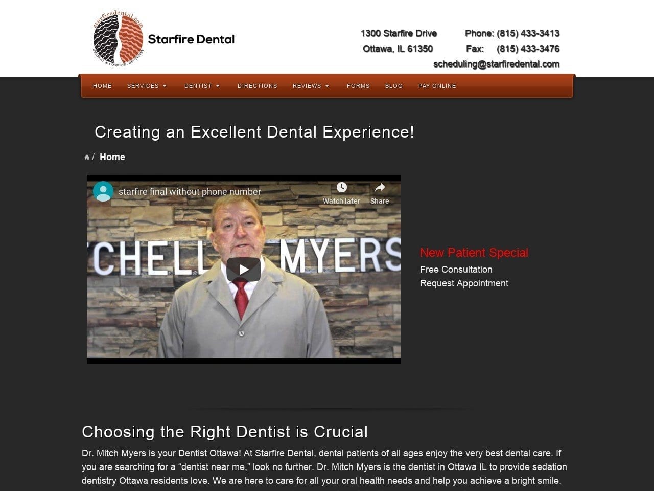 Dr. Mitchell Myers D.M.D. P.C. Website Screenshot from starfiredental.com