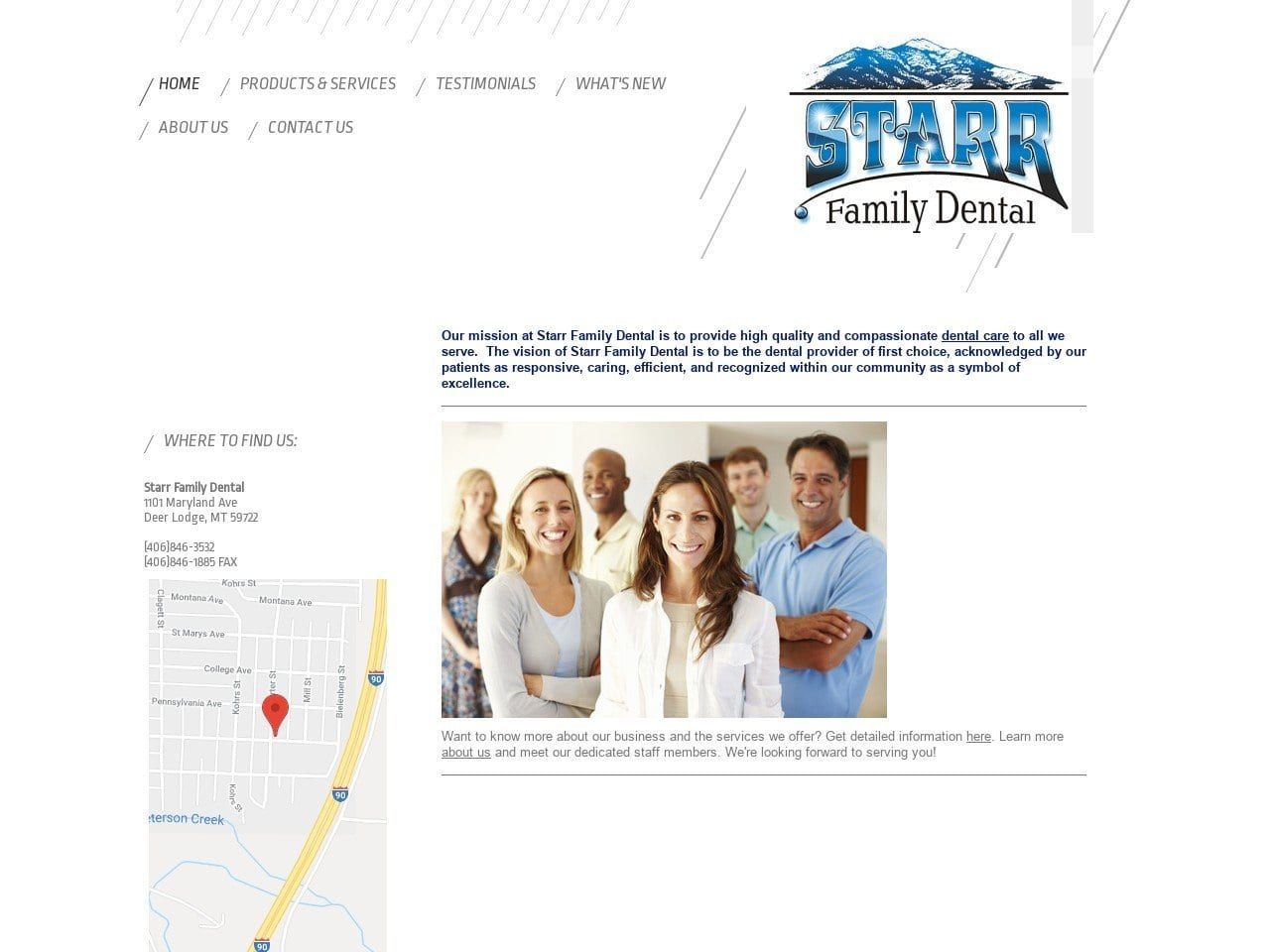 Starr Family Dental Starr Jake DDS Website Screenshot from starrdental.net