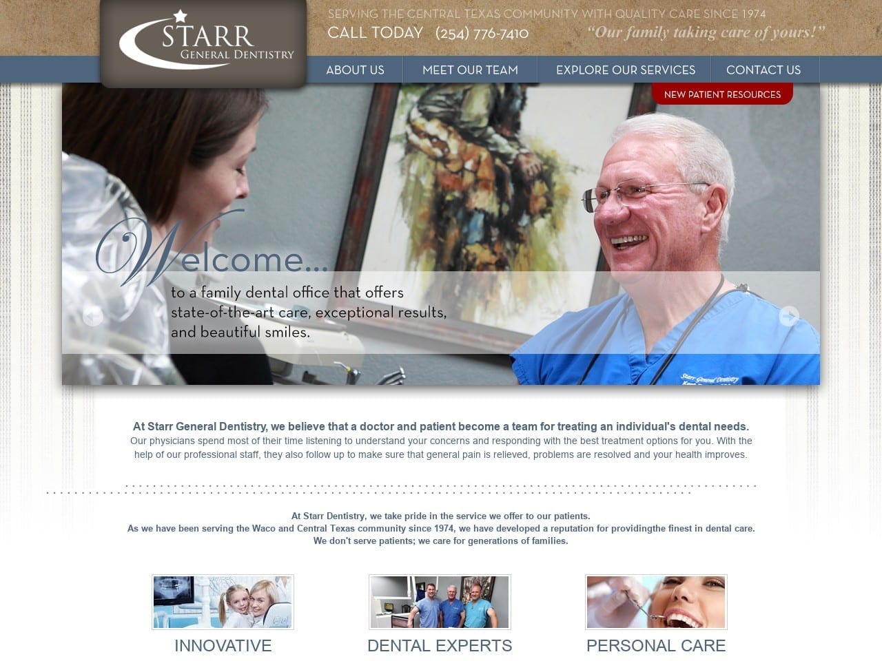 Starr General Dentistry Dr. Taylor M. Starr DDS Website Screenshot from starrdentistry.com