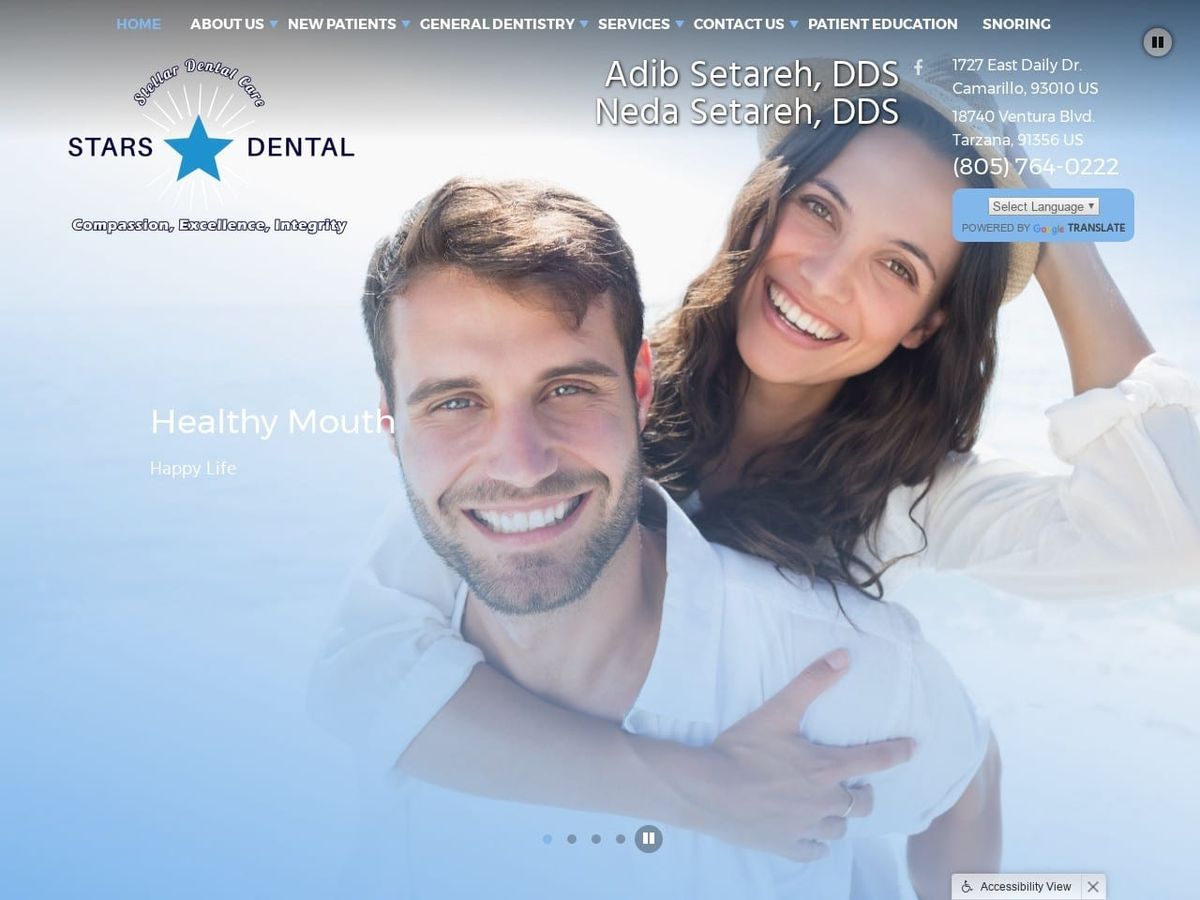 Stars Dental Care Website Screenshot from starsdentalcare.com