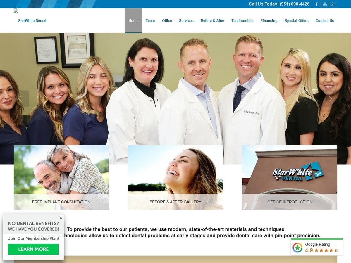 StarWhite Dental Website Screenshot from starwhitedental.com