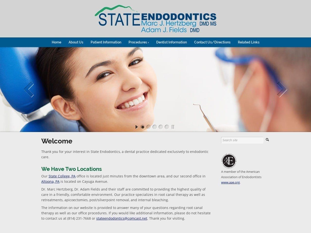 State Endodontics Website Screenshot from stateendodontics.com