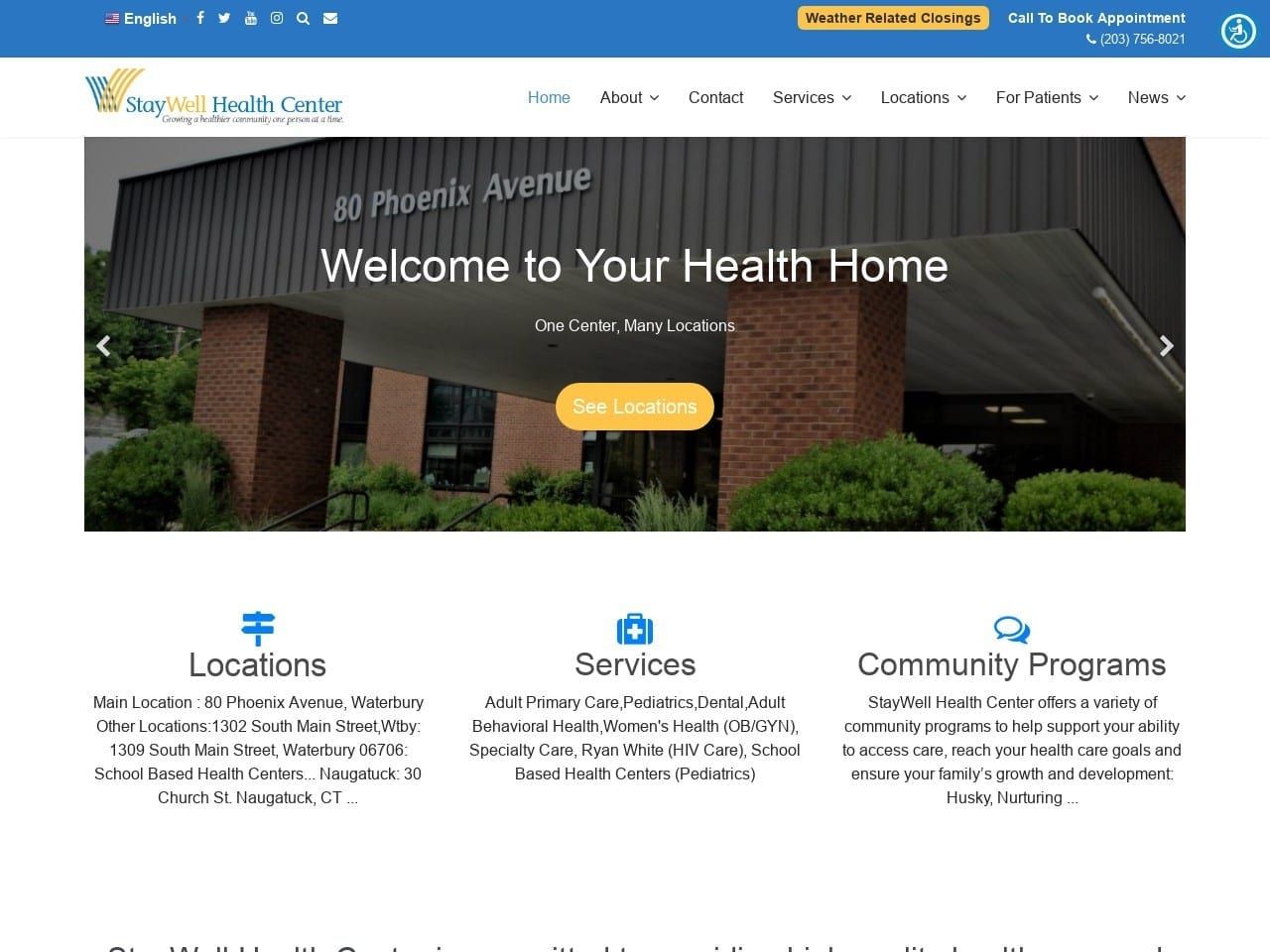Staywell Health Center Website Screenshot from staywellhealth.org