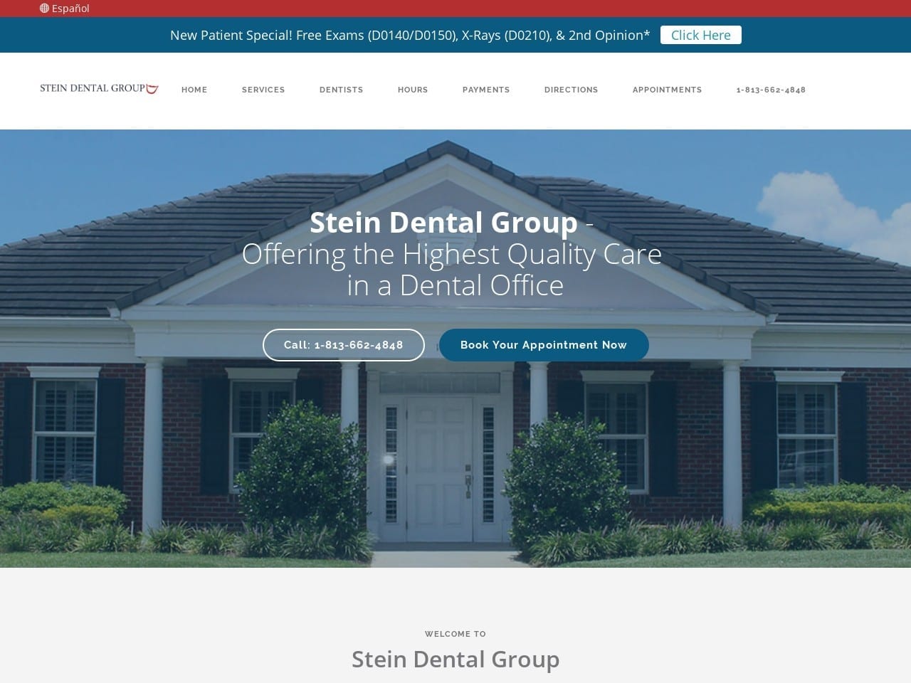 Stein Dental Group Website Screenshot from steindentalgroup.com