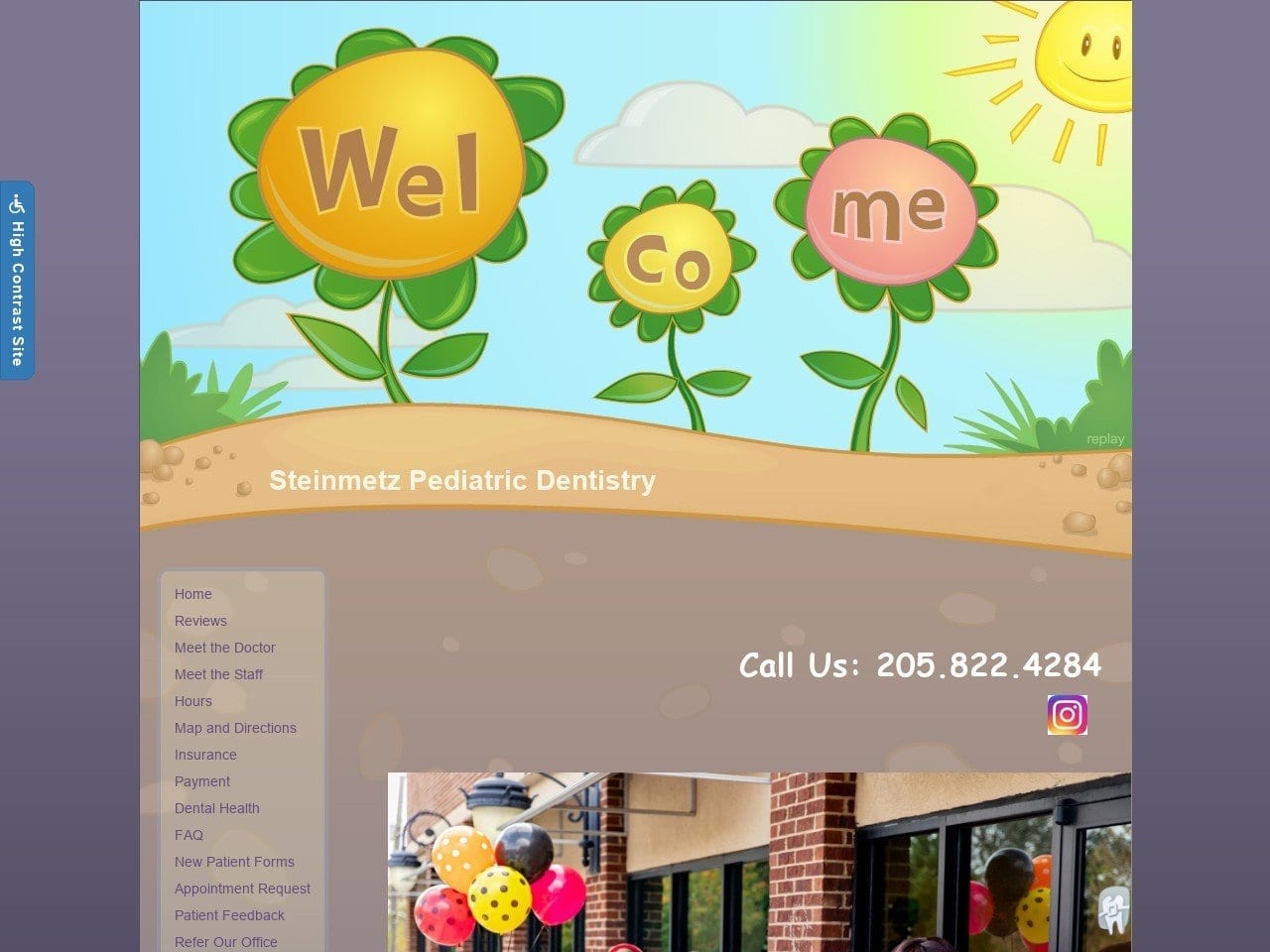 Dr. Stephanie Steinmetz Pediatric Dentistry Website Screenshot from steinmetzpediatricdentistry.org