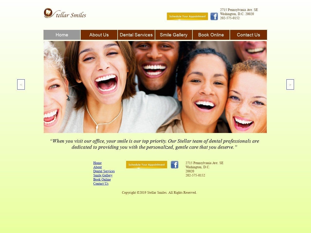 Stellar Smiles Website Screenshot from stellarsmilesdc.com