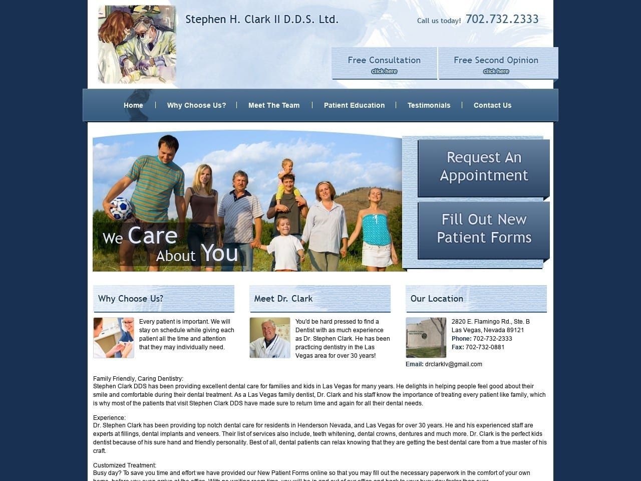 Dr. Stephen Clark DDS Website Screenshot from stephenclarkddslv.com
