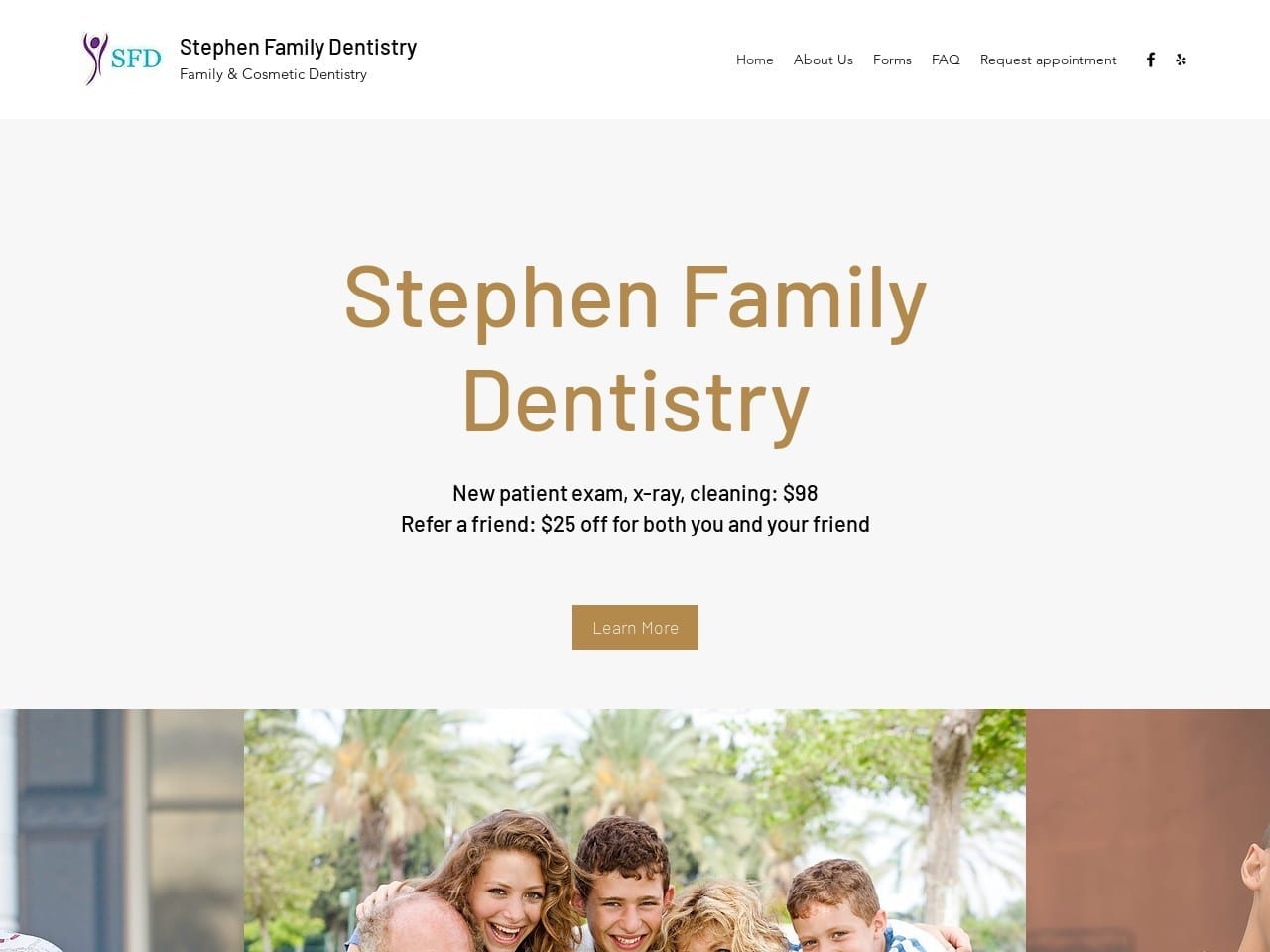 Stephen Family Dentistry Website Screenshot from stephendentist.com