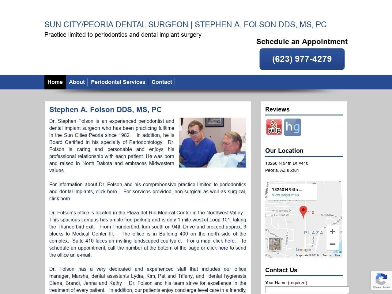 Stephen A Folson PC Website Screenshot from stephenfolsondds.com
