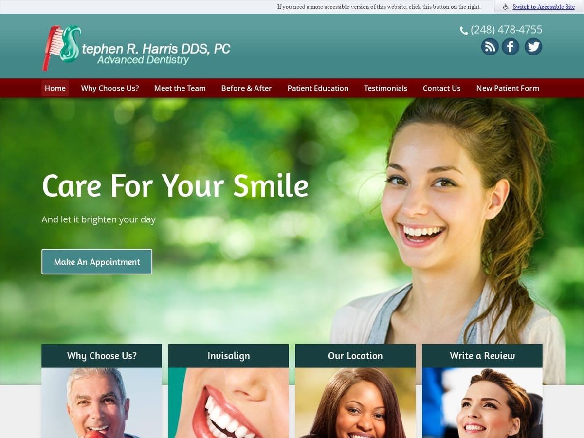 Stephen R. Harris DDS PC Website Screenshot from stephenharrisdds.com