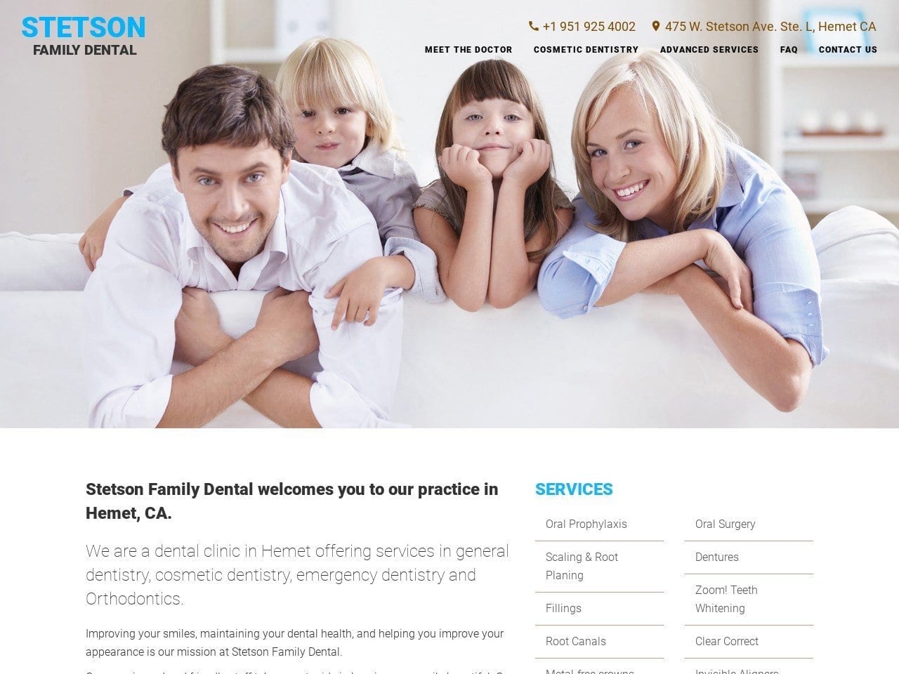 Stetson Family Dental Website Screenshot from stetsonfamilydental.com