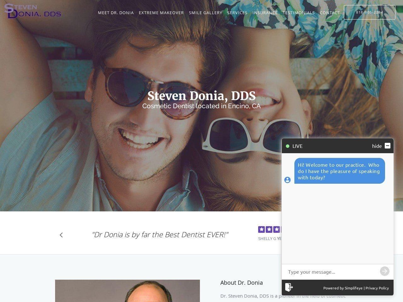 Donia Steven V DDS Website Screenshot from stevendoniadds.com