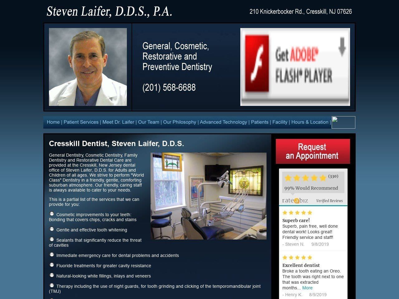 Laifer Steven DDS Website Screenshot from stevenlaiferdds.com