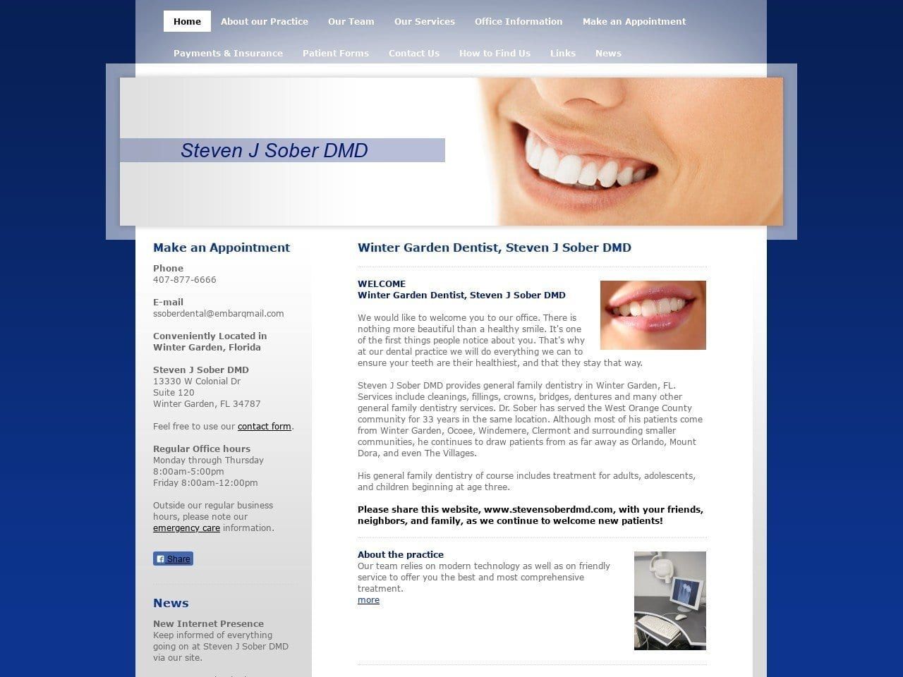 Sober Steven J DMD Website Screenshot from stevensoberdmd.com