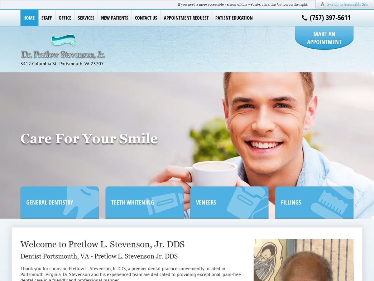 Pretlow L. Stevenson Jr DDS and Associates Website Screenshot from stevensonandassociatesdentistry.com