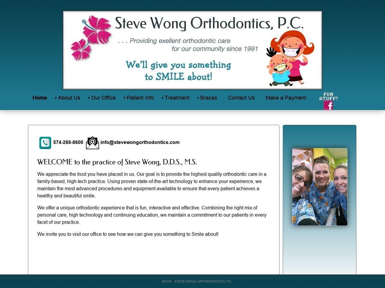 Steve Wong Orthodontics PC Website Screenshot from stevewongorthodontics.com