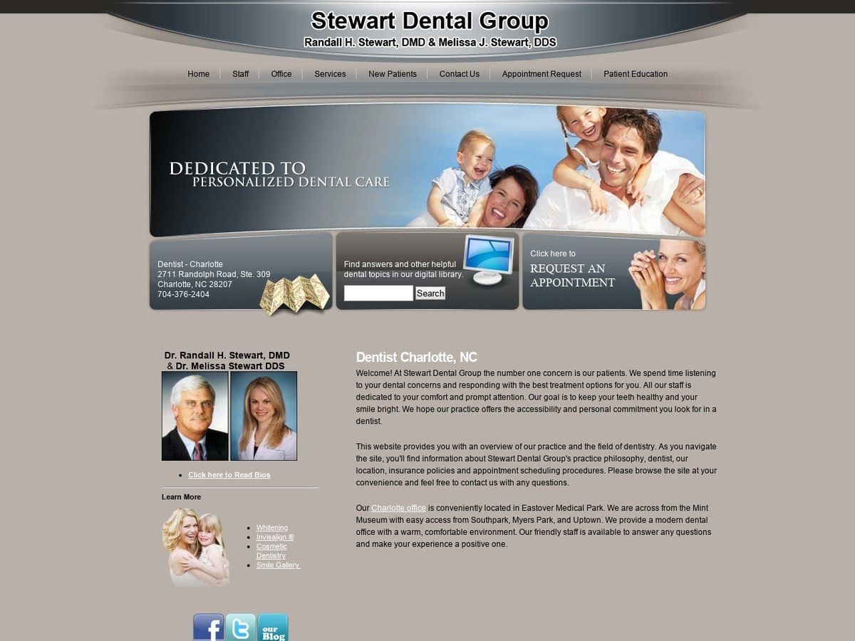 Stewart Dental Group Website Screenshot from stewartdentalgroupcharlotte.com