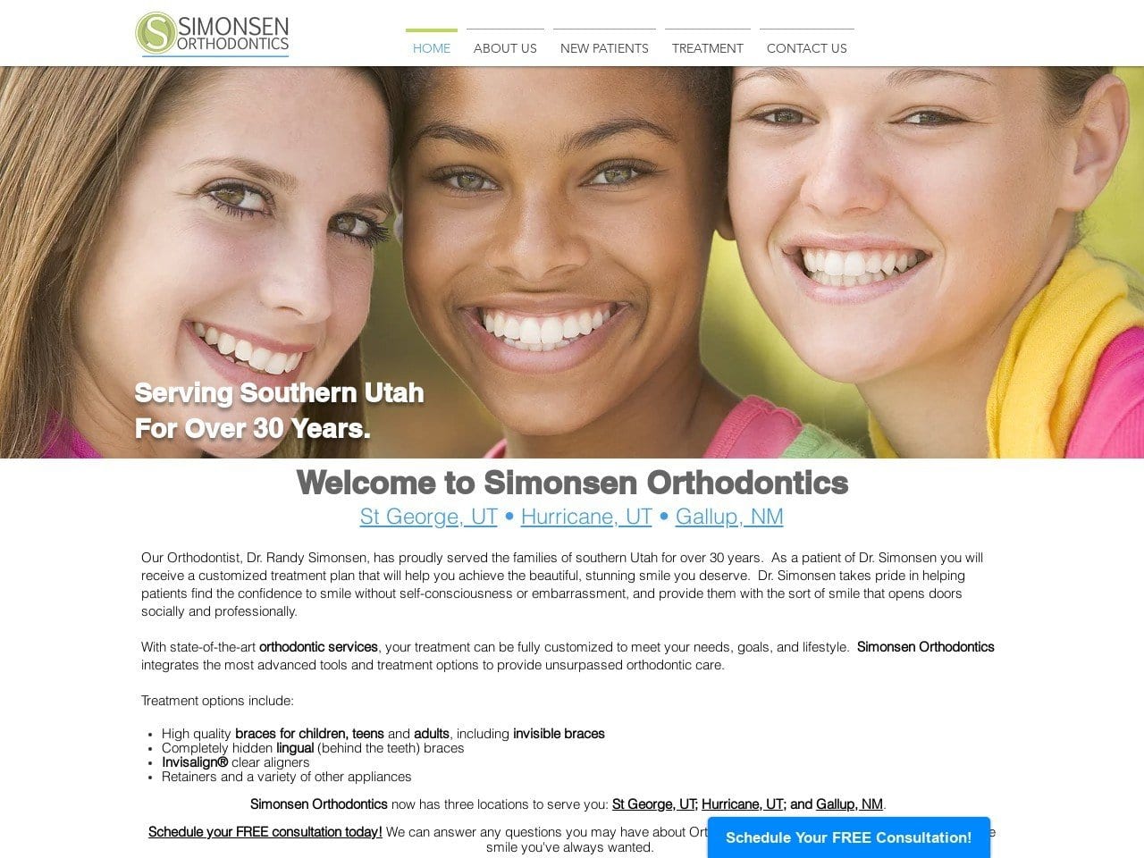 Simonsen Orthodontics | Randy T. Simonsen DDS P.C. Website Screenshot from stgeorgeorthodontics.com