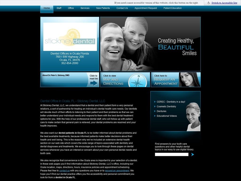 Stickney Dental LLC Peter G. Stickney DMD Website Screenshot from stickneydental.com