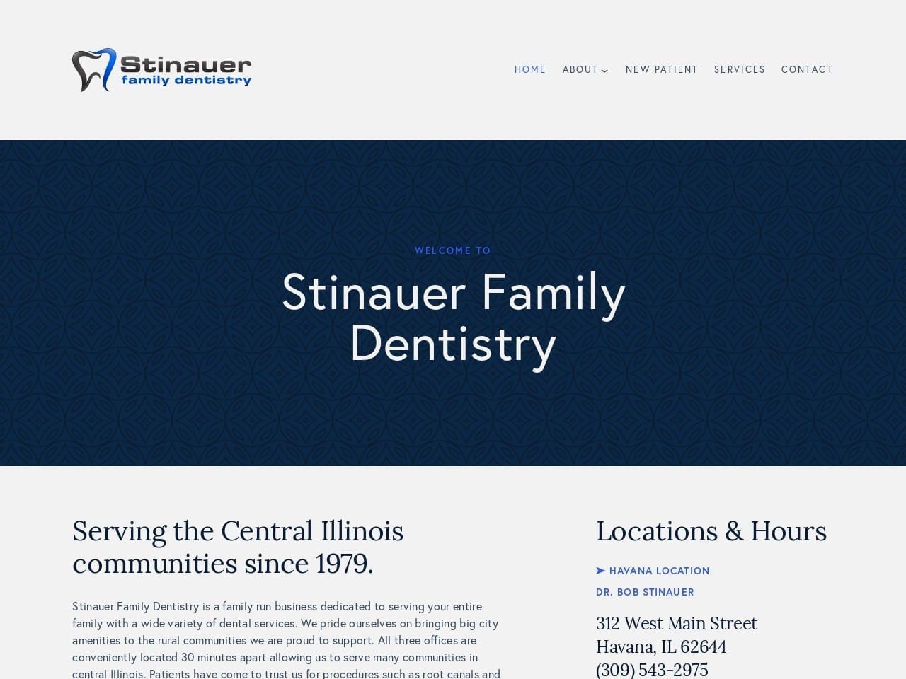 Stinauer Family Dentist Website Screenshot from stinauerfamilydentistry.com