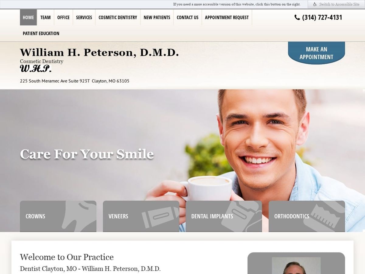 Peterson William DDS Website Screenshot from stldentist.net